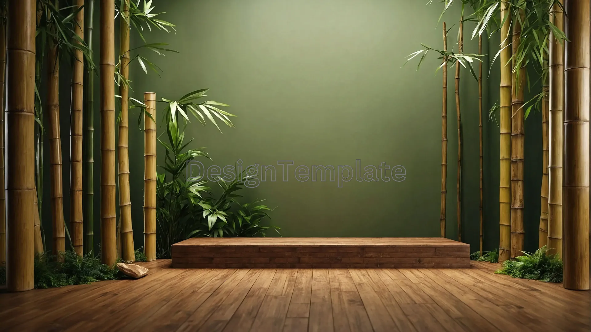 Minimalist Bamboo Reflection Verdant Interior Photo